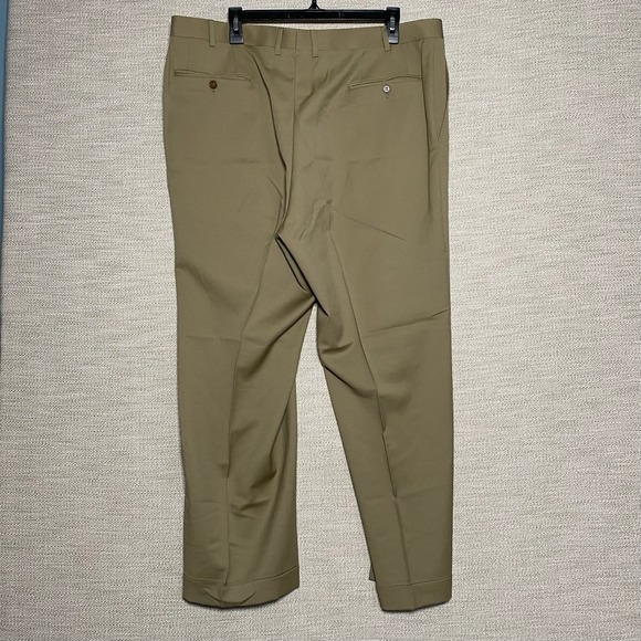 Canali Dress Trousers 40 (39x28.5 Cuffed) Mens Wool Pleated Olive Green 78120 - Picture 4 of 10